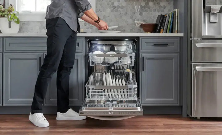 LG - 24" Top Control Smart Built-In Tub Dishwasher with 3rd Rack, QuadWash Pro and 42dba - Stainless Steel