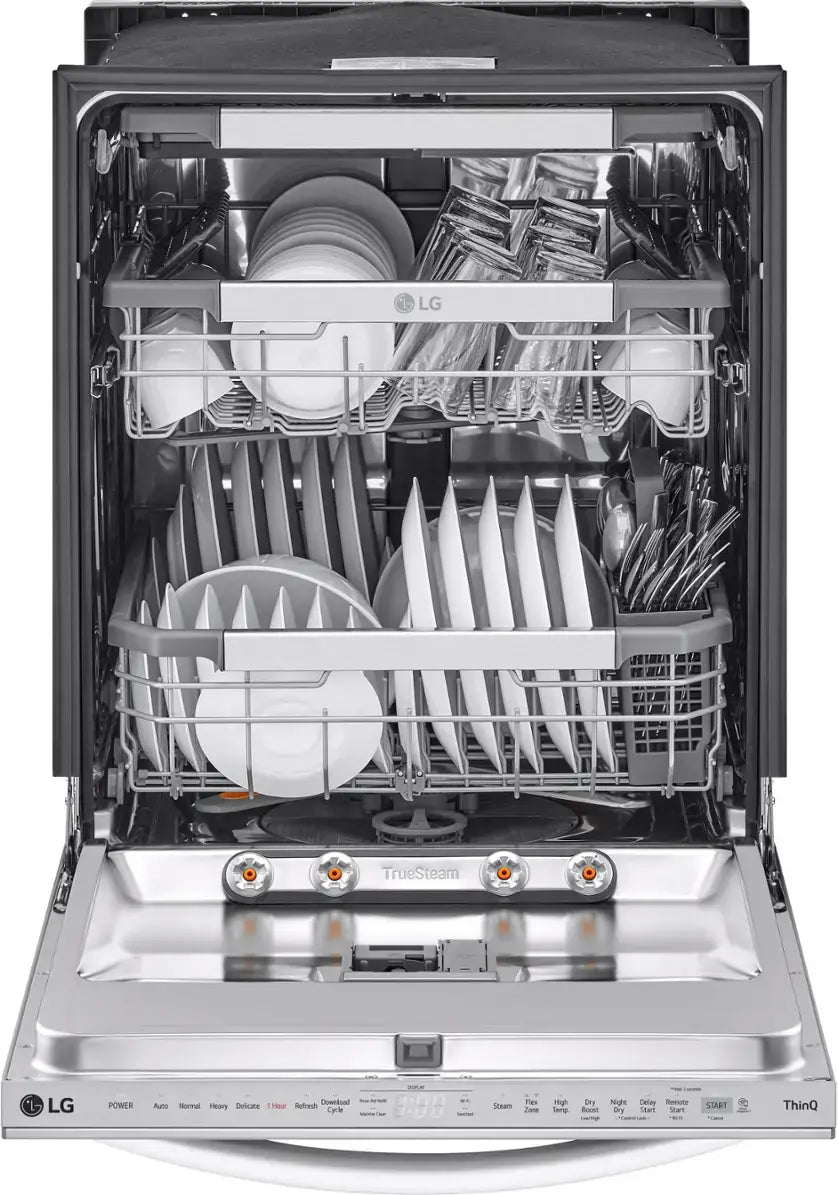 LG - 24" Top Control Smart Built-In Tub Dishwasher with 3rd Rack, QuadWash Pro and 42dba - Stainless Steel