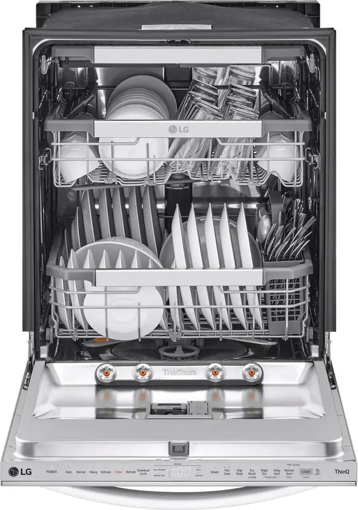 LG - 24" Top Control Smart Built-In Tub Dishwasher with 3rd Rack, QuadWash Pro and 42dba - Stainless Steel