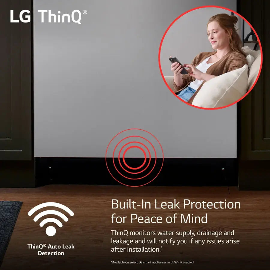 LG - 24" Top Control Smart Built-In Tub Dishwasher with 3rd Rack, QuadWash Pro and 42dba - Stainless Steel