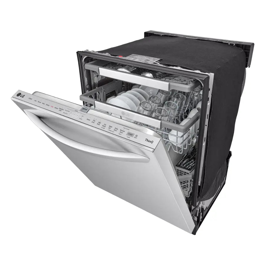 LG - 24" Top Control Smart Built-In Tub Dishwasher with 3rd Rack, QuadWash Pro and 42dba - Stainless Steel