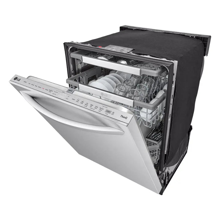 LG - 24" Top Control Smart Built-In Tub Dishwasher with 3rd Rack, QuadWash Pro and 42dba - Stainless Steel