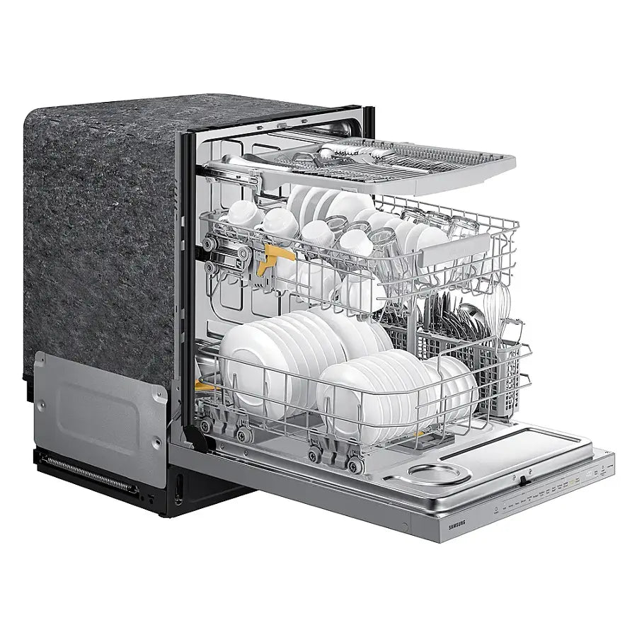 Samsung - 24" Bespoke AutoRelease Dry Smart Built-In Stainless Steel Tub Dishwasher with 3rd Rack, StormWash+, 42 dBA - White glass