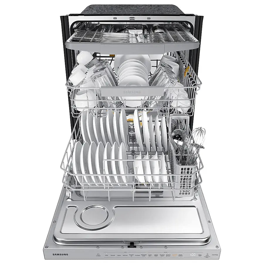 Samsung - 24" Bespoke AutoRelease Dry Smart Built-In Stainless Steel Tub Dishwasher with 3rd Rack, StormWash+, 42 dBA - White glass