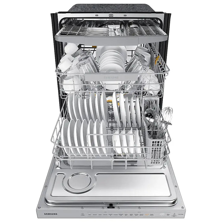 Samsung - 24" Bespoke AutoRelease Dry Smart Built-In Stainless Steel Tub Dishwasher with 3rd Rack, StormWash+, 42 dBA - White glass