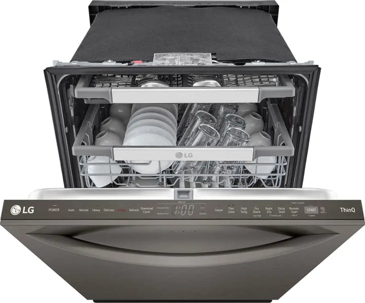 LG - 24" Top Control Smart Built-In Stainless Steel Tub Dishwasher with 3rd Rack, QuadWash Pro and 42dba - PrintProof Black Stainless