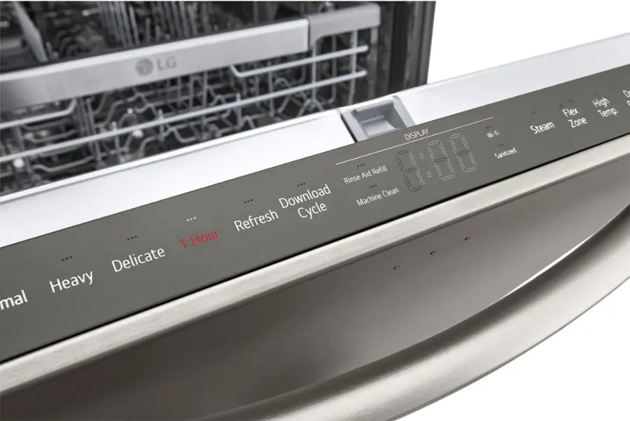 LG - 24" Top Control Smart Built-In Stainless Steel Tub Dishwasher with 3rd Rack, QuadWash Pro and 42dba - PrintProof Black Stainless