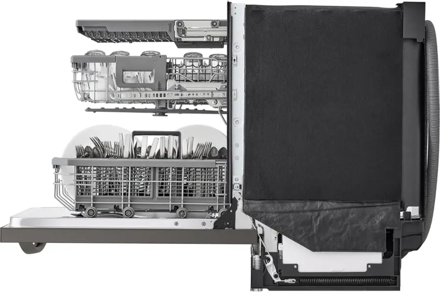 LG - 24" Top Control Smart Built-In Stainless Steel Tub Dishwasher with 3rd Rack, QuadWash Pro and 42dba - PrintProof Black Stainless