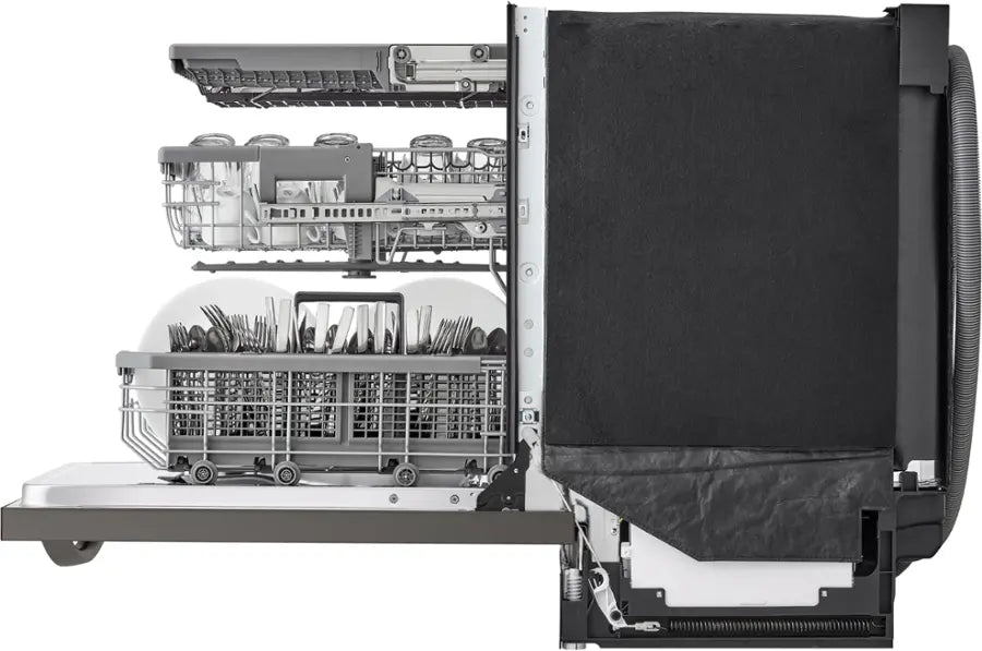LG - 24" Top Control Smart Built-In Stainless Steel Tub Dishwasher with 3rd Rack, QuadWash Pro and 42dba - PrintProof Black Stainless