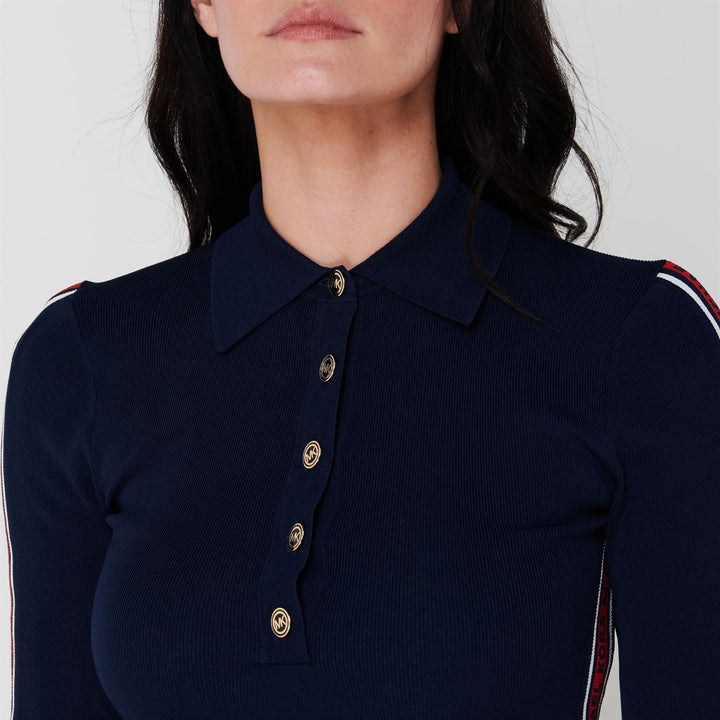MICHAEL Michael Kors Long Sleeve Tape Polo Dress