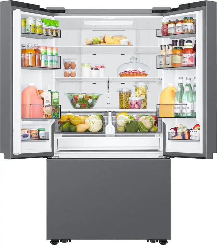 Samsung - 27 cu. ft. 3-Door French Door Counter Depth Smart Refrigerator with Dual Auto Ice Maker - Fingerprint Resistant Stainless Look