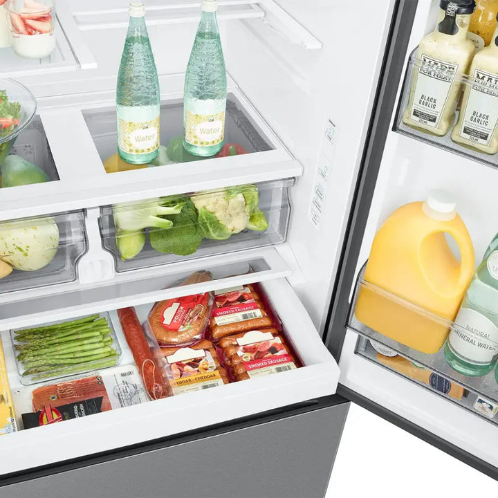 Samsung - 27 cu. ft. 3-Door French Door Counter Depth Smart Refrigerator with Dual Auto Ice Maker - Fingerprint Resistant Stainless Look