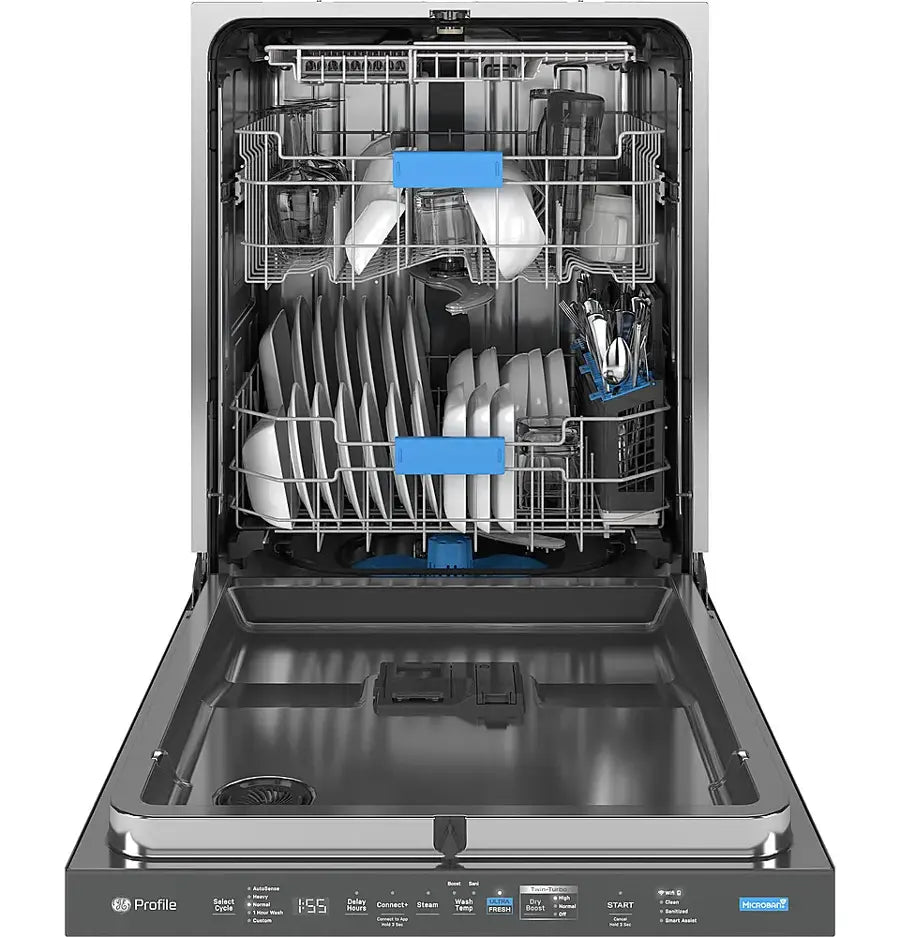 GE Profile - 24" Top Control Smart Built-In Tub Dishwasher with 3rd Rack, Dedicated Jet Targeted Wash and 39 dBA - Stainless steel
