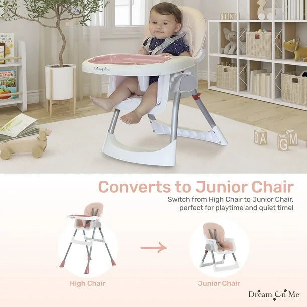 Dream On Me Portable 2 In 1 Table Talk High Chair |Convertible |Compact High Chair |Light Weight Portable Highchair