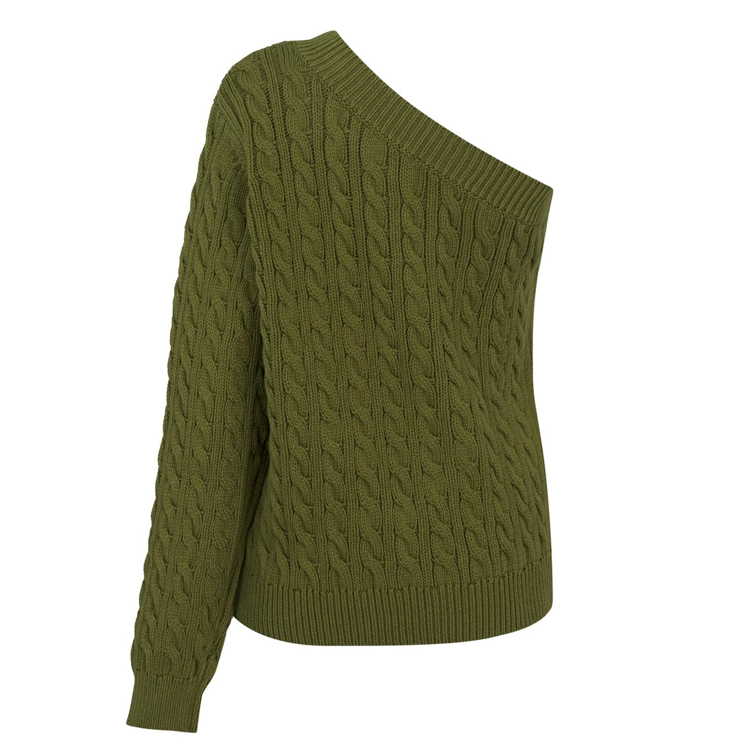 MICHAEL MICHAEL KORS Cable Knit One Shoulder Sweater