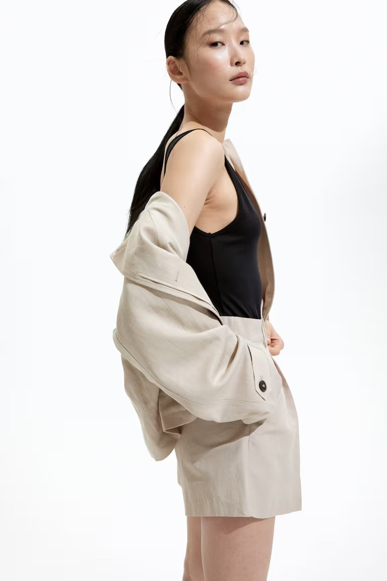 H&M LINEN-BLEND SHORTS