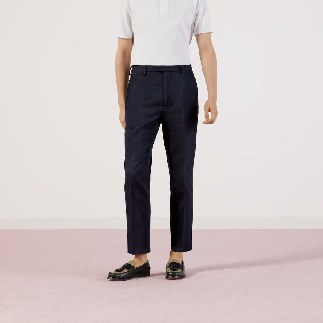 GUCCI COTTON ANKLE PANT WITH WEB