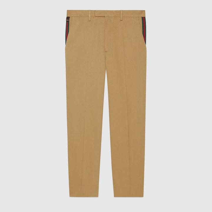 GUCCI COTTON ANKLE PANT WITH WEB
