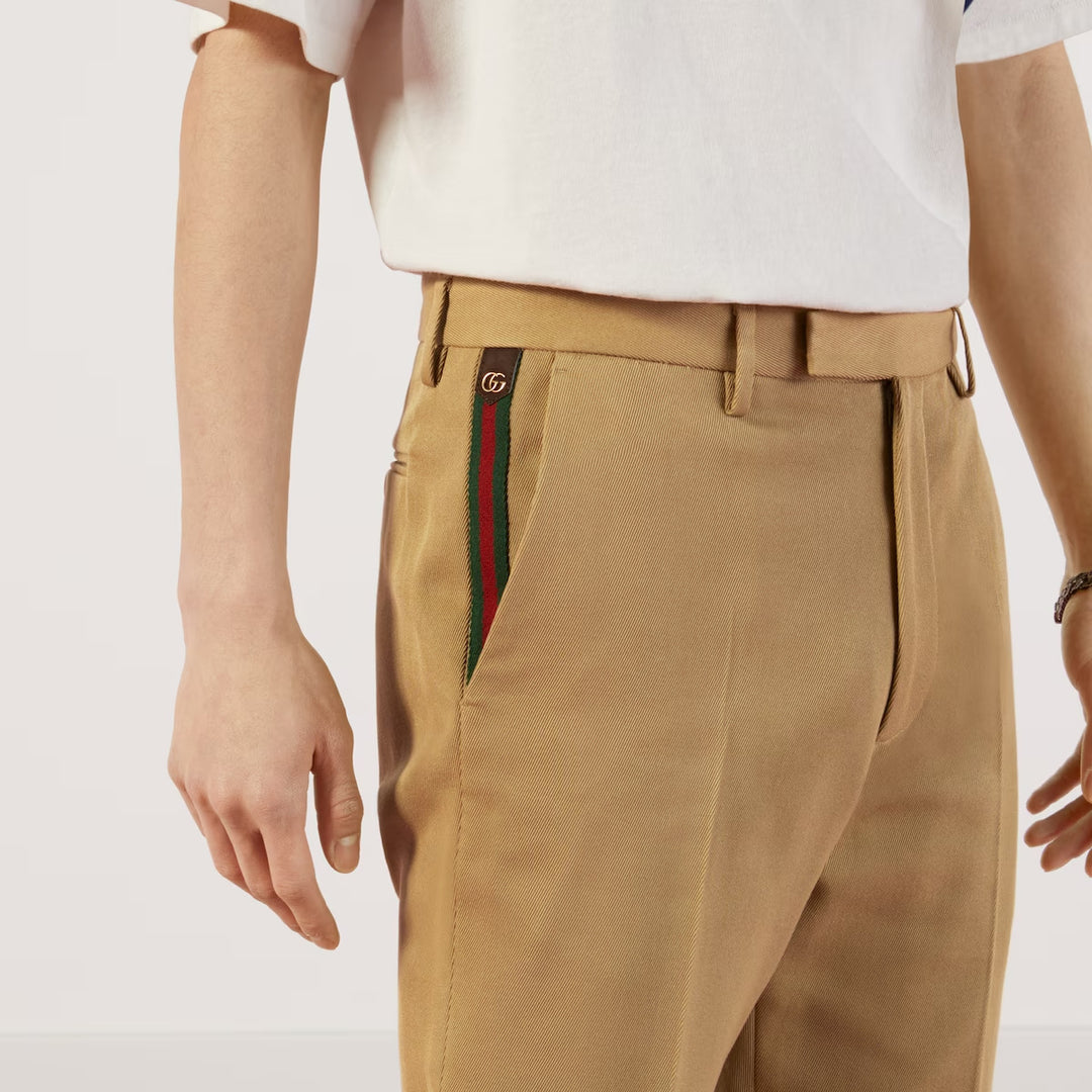 GUCCI COTTON ANKLE PANT WITH WEB