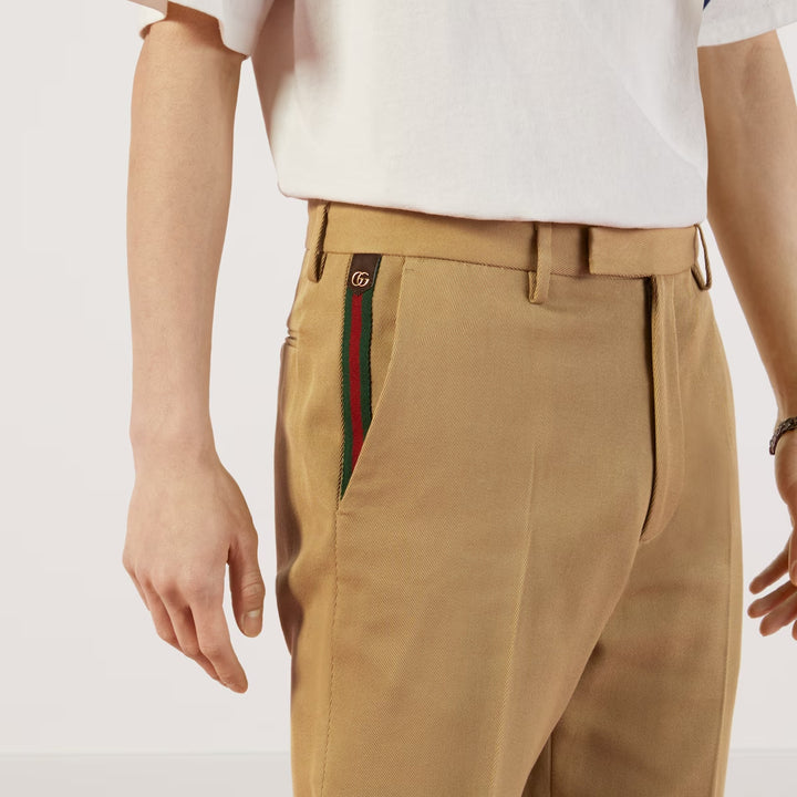 GUCCI COTTON ANKLE PANT WITH WEB