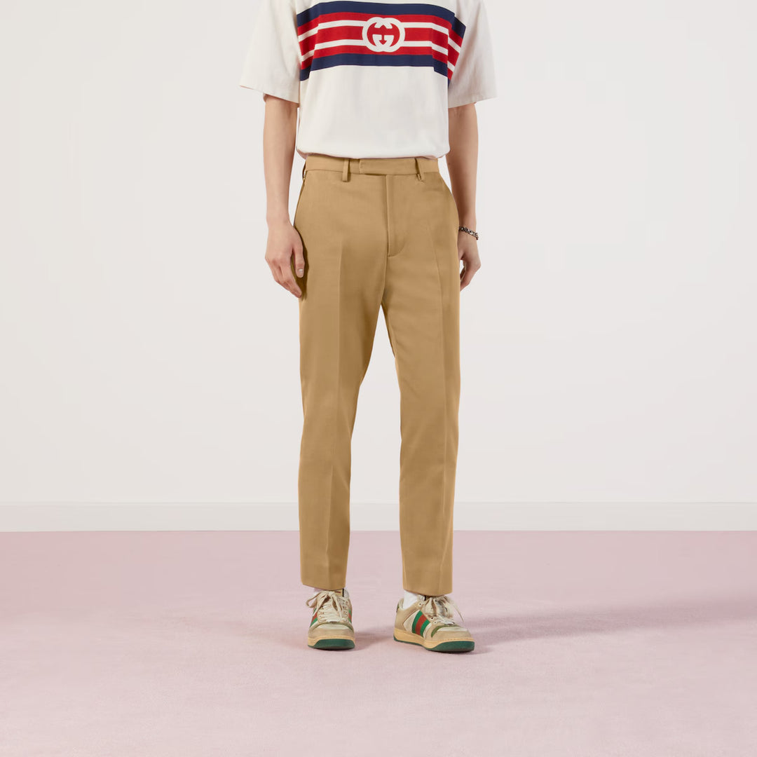 GUCCI COTTON ANKLE PANT WITH WEB