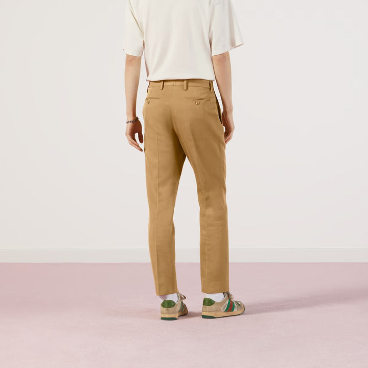 GUCCI COTTON ANKLE PANT WITH WEB