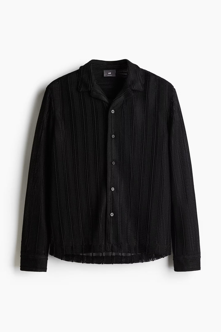 H&M Regular Fit Hole-Knit Resort Shirt