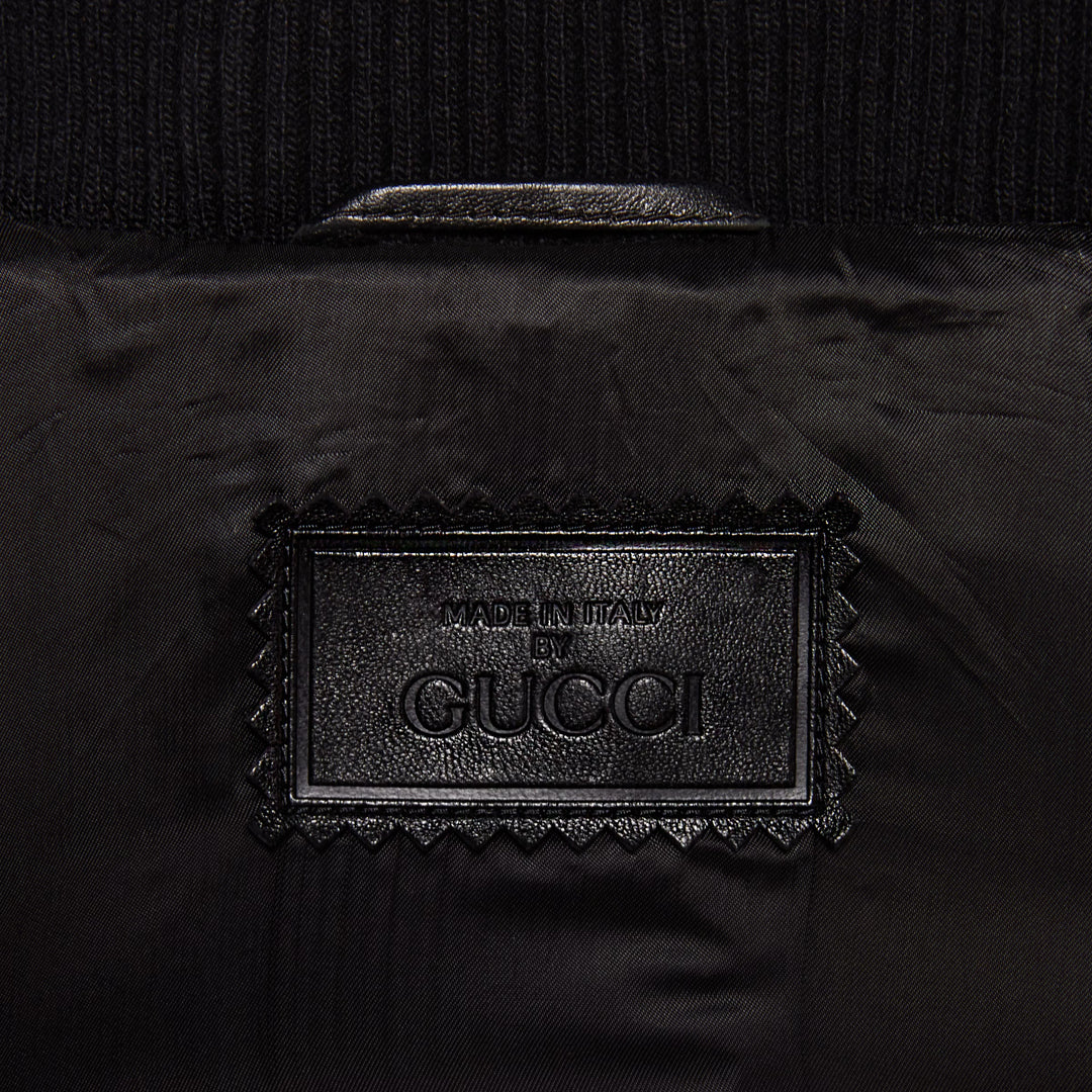 Gucci GG leather bomber jacket