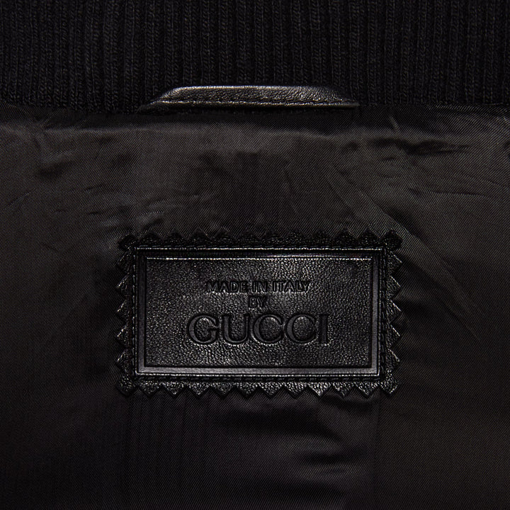 Gucci GG leather bomber jacket