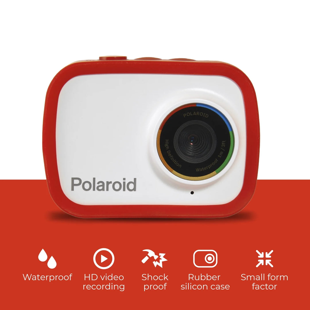 Polaroid Sport Action Camera 720p 12.1mp, Waterproof, Rechargeable Battery, Mounting Accessories