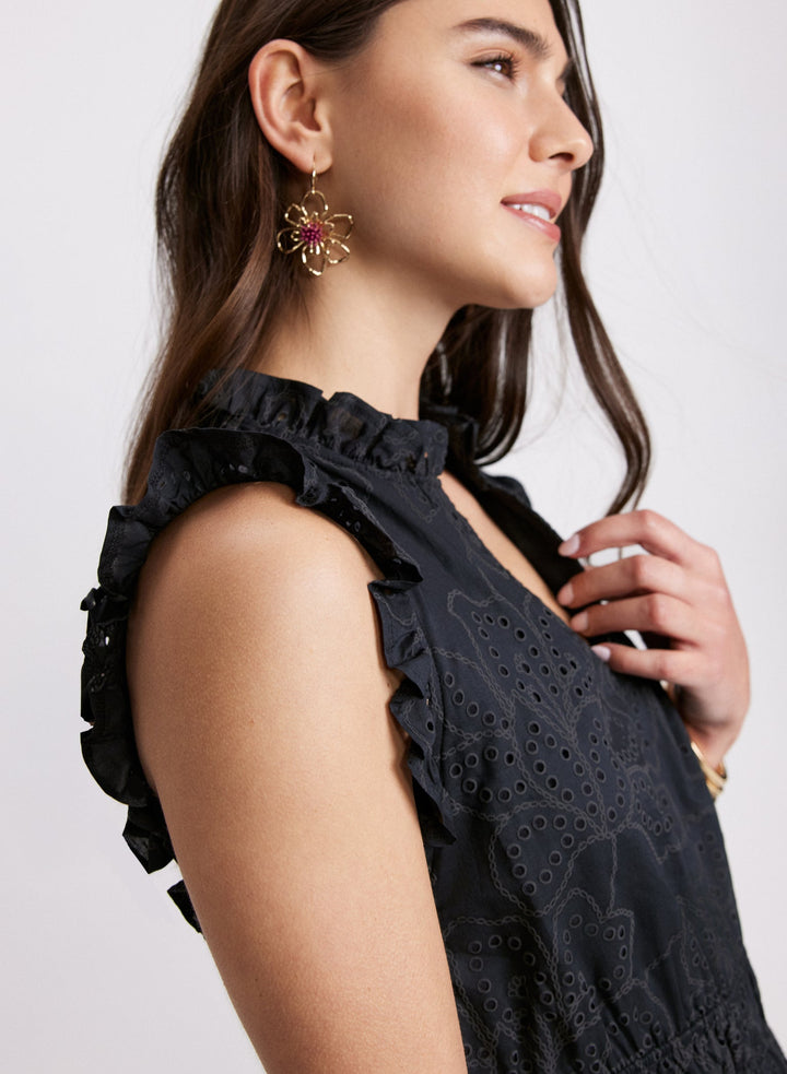 LAURA Sketched Floral Eyelet Dress