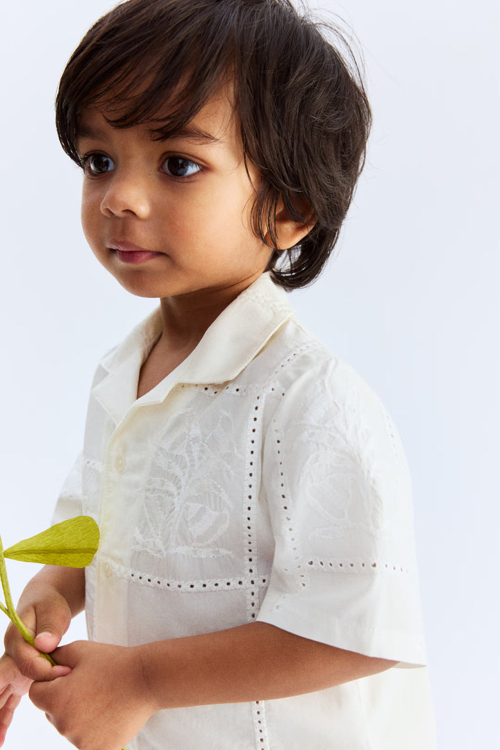 H&M Embroidery-Detail Cotton Shirt