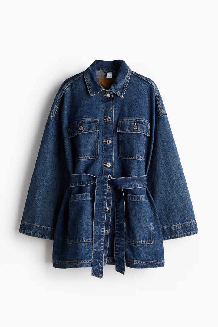 H&M Tie-Belt Denim Jacket