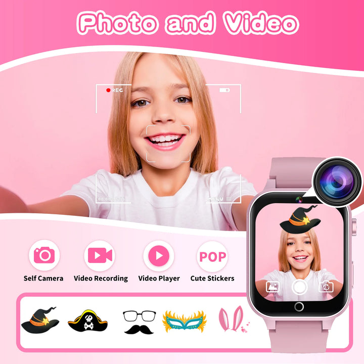 Vakzovy Kids Smart Watch Gift for Age 5-12, 26 Games HD Touch Screen Kids Watches with Video Camera Music Player Pedometer Flashlight Educational Toys Birthday Gifts for Girls Boys Ages