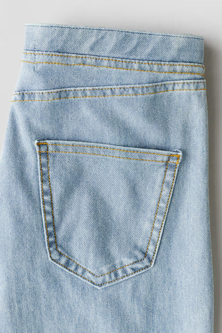 H&M Wide-Leg Denim-Look Pants