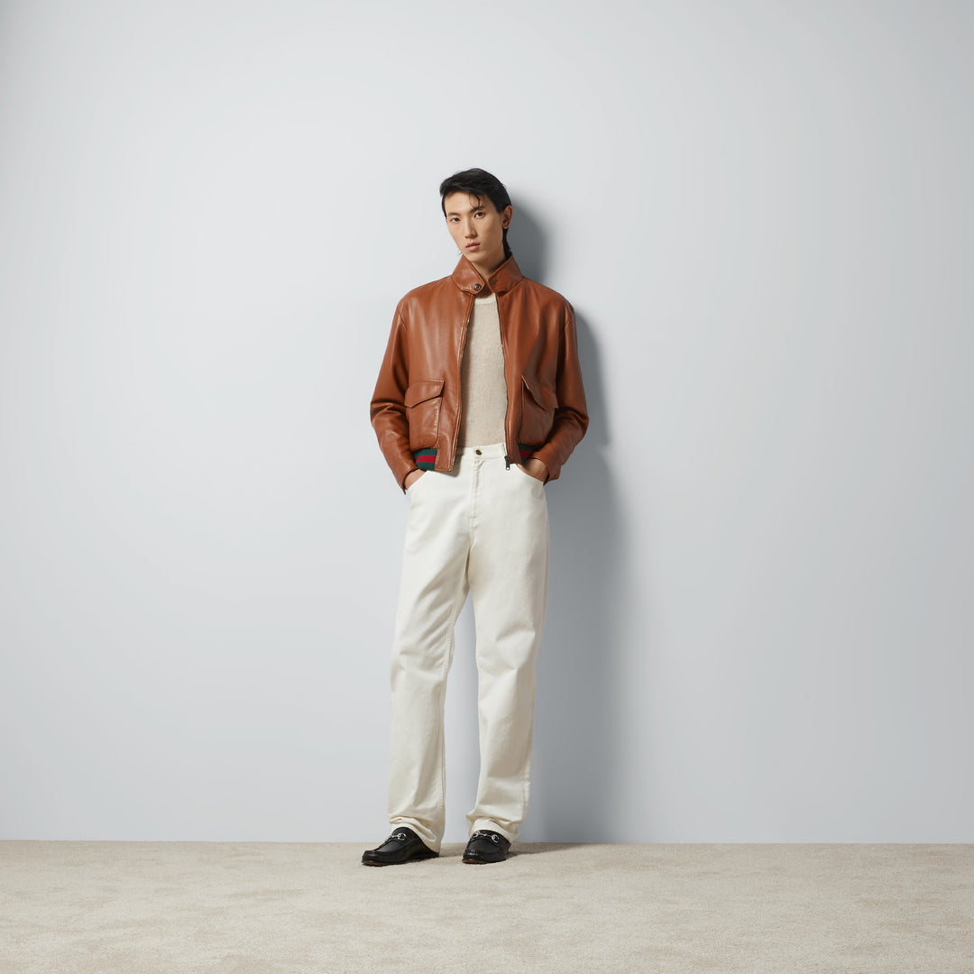 Gucci Leather bomber jacket