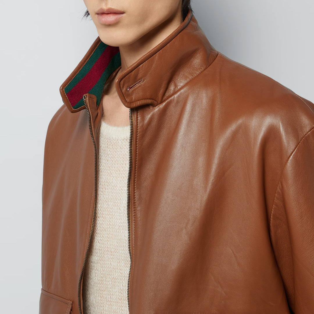 Gucci Leather bomber jacket