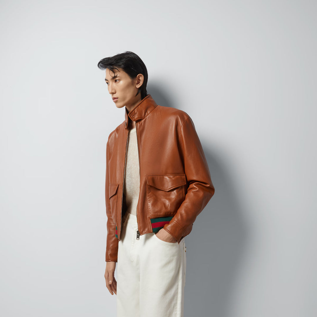 Gucci Leather bomber jacket