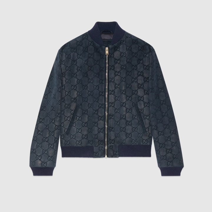 Gucci GG printed suede bomber jacket