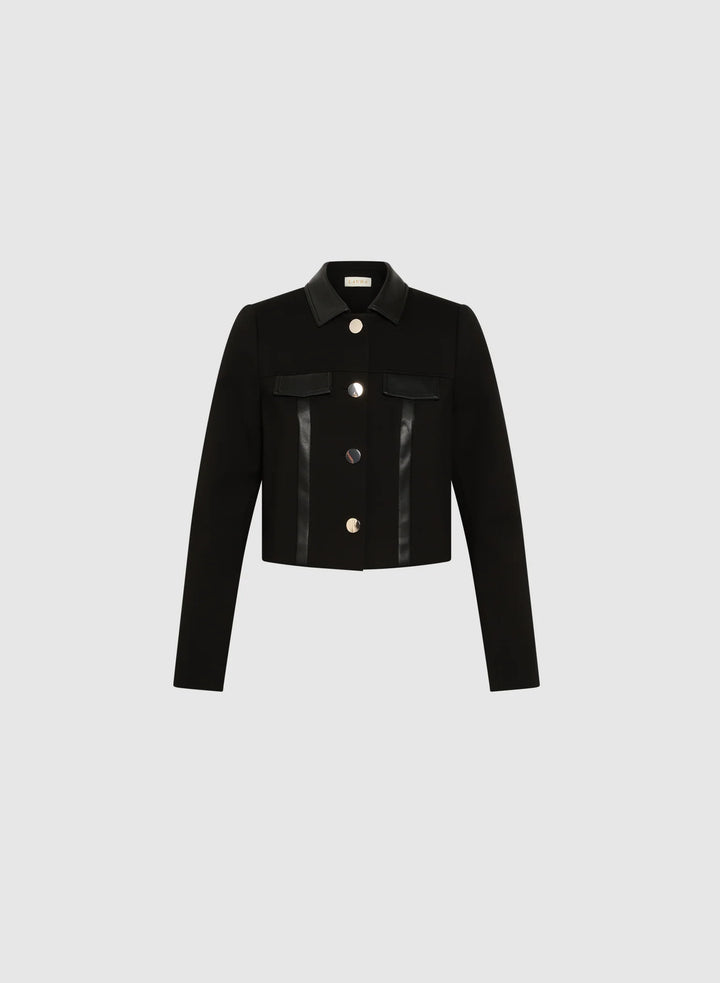 LAURA Vegan Leather Detail Cropped Jacket