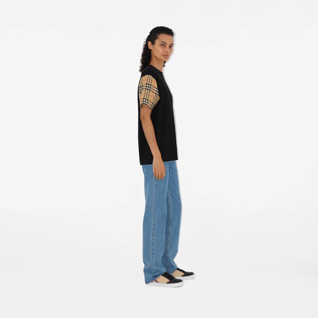 Burberry Check Sleeve Cotton T-shirt
