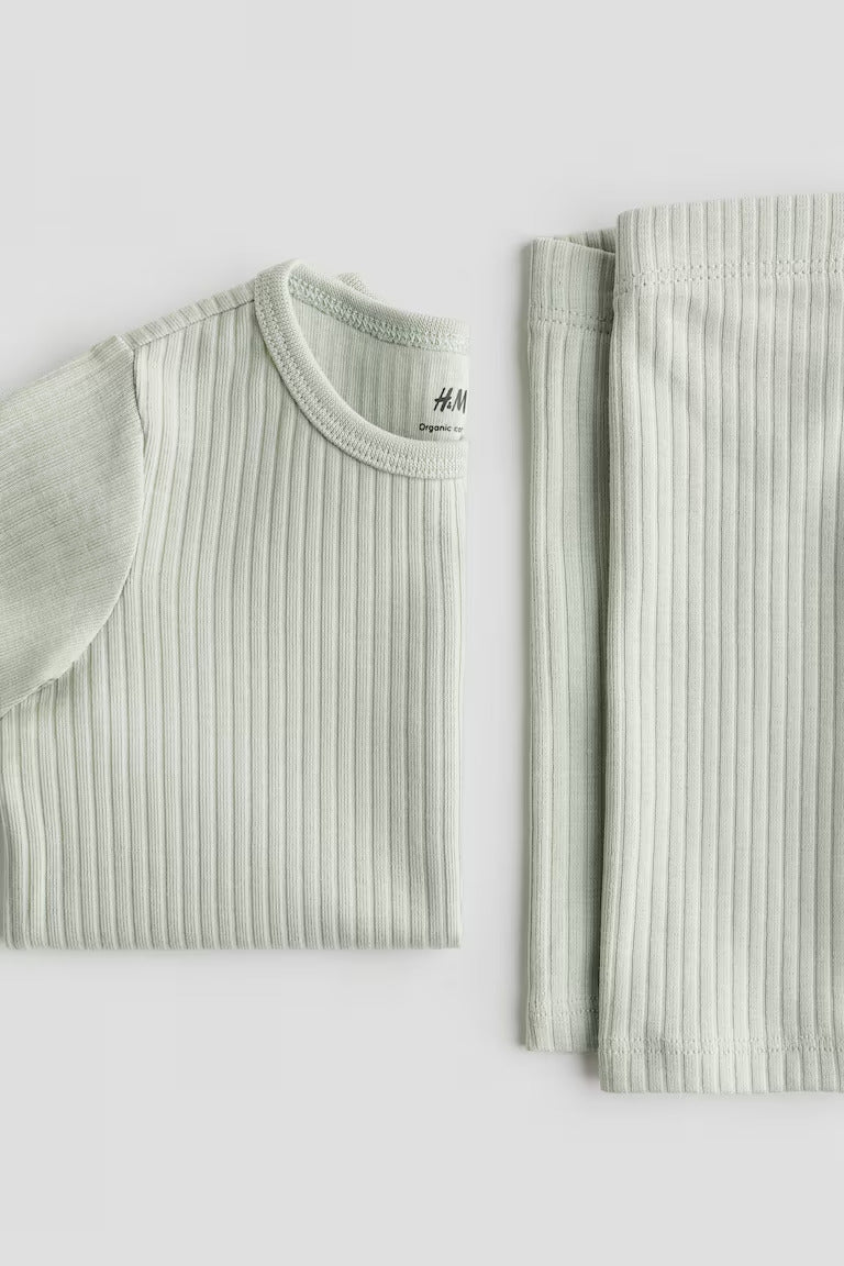 H&M 2-PIECE RIBBED COTTON SET