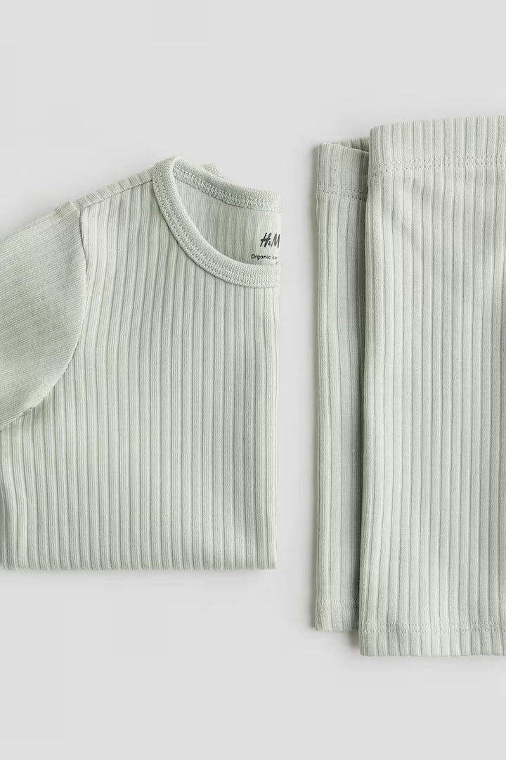 H&M 2-PIECE RIBBED COTTON SET