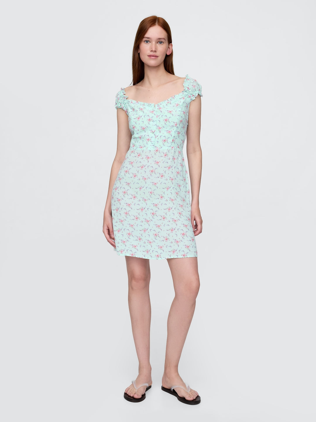 Gap Puff-Sleeve Sweetheart Mini Dress