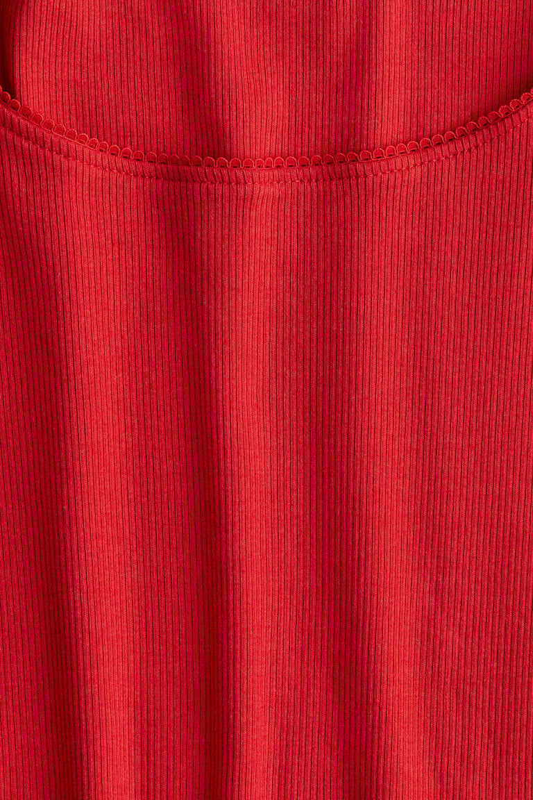 H&M PICOT-TRIMMED RIBBED TOP