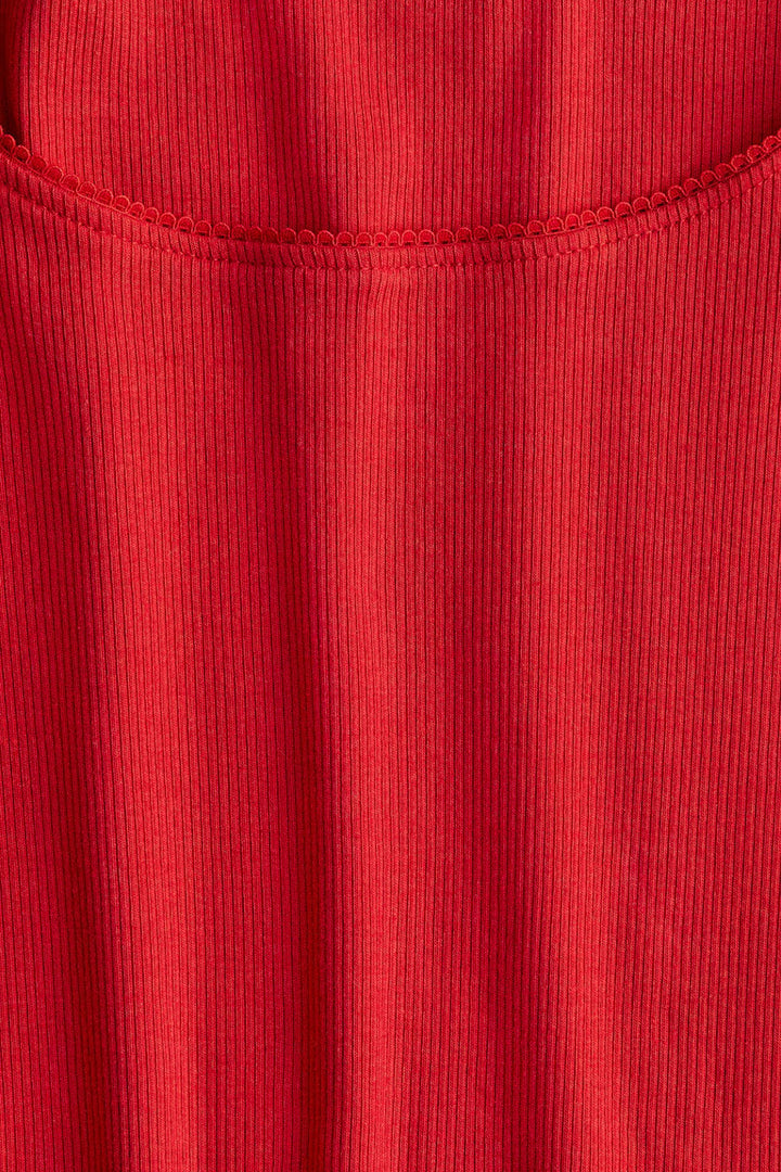 H&M PICOT-TRIMMED RIBBED TOP