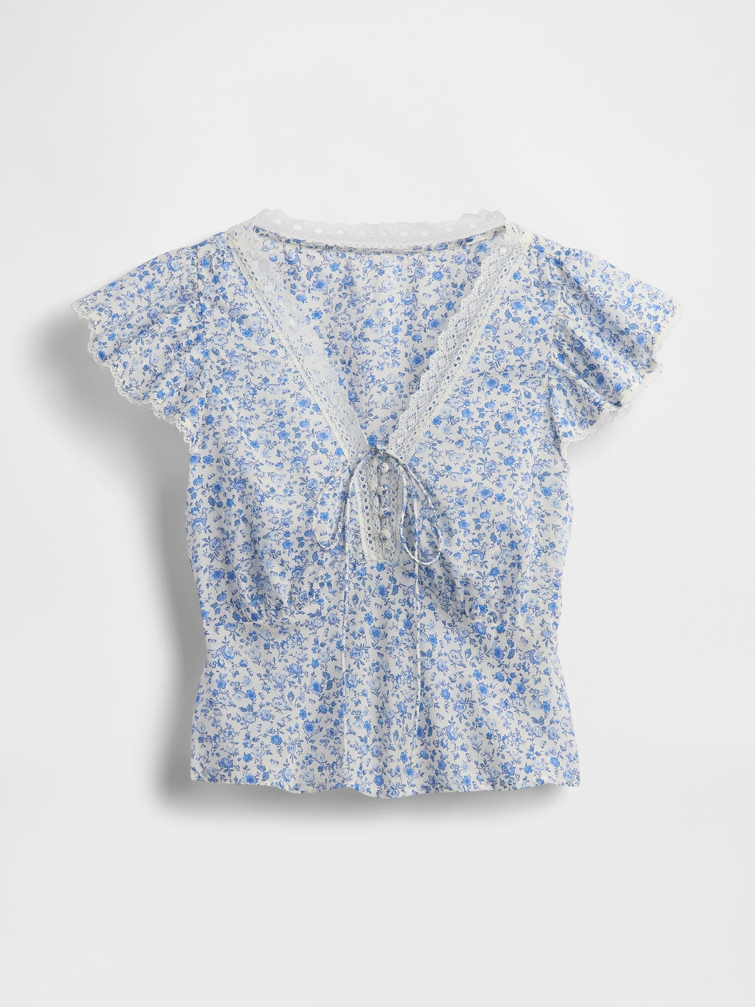 Gap Lace-Trim Floral Top