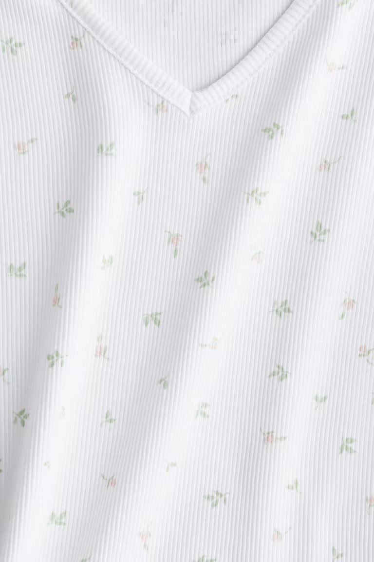 H&M RIBBED COTTON JERSEY TOP
