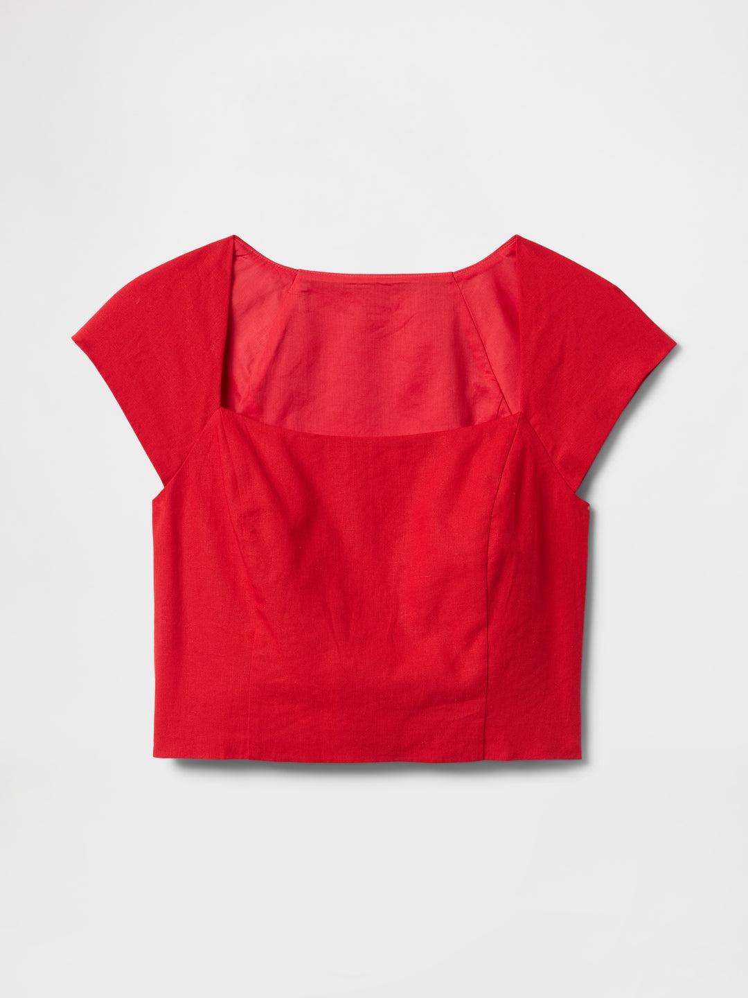 Gap Linen-Blend Cap-Sleeve Cropped Top