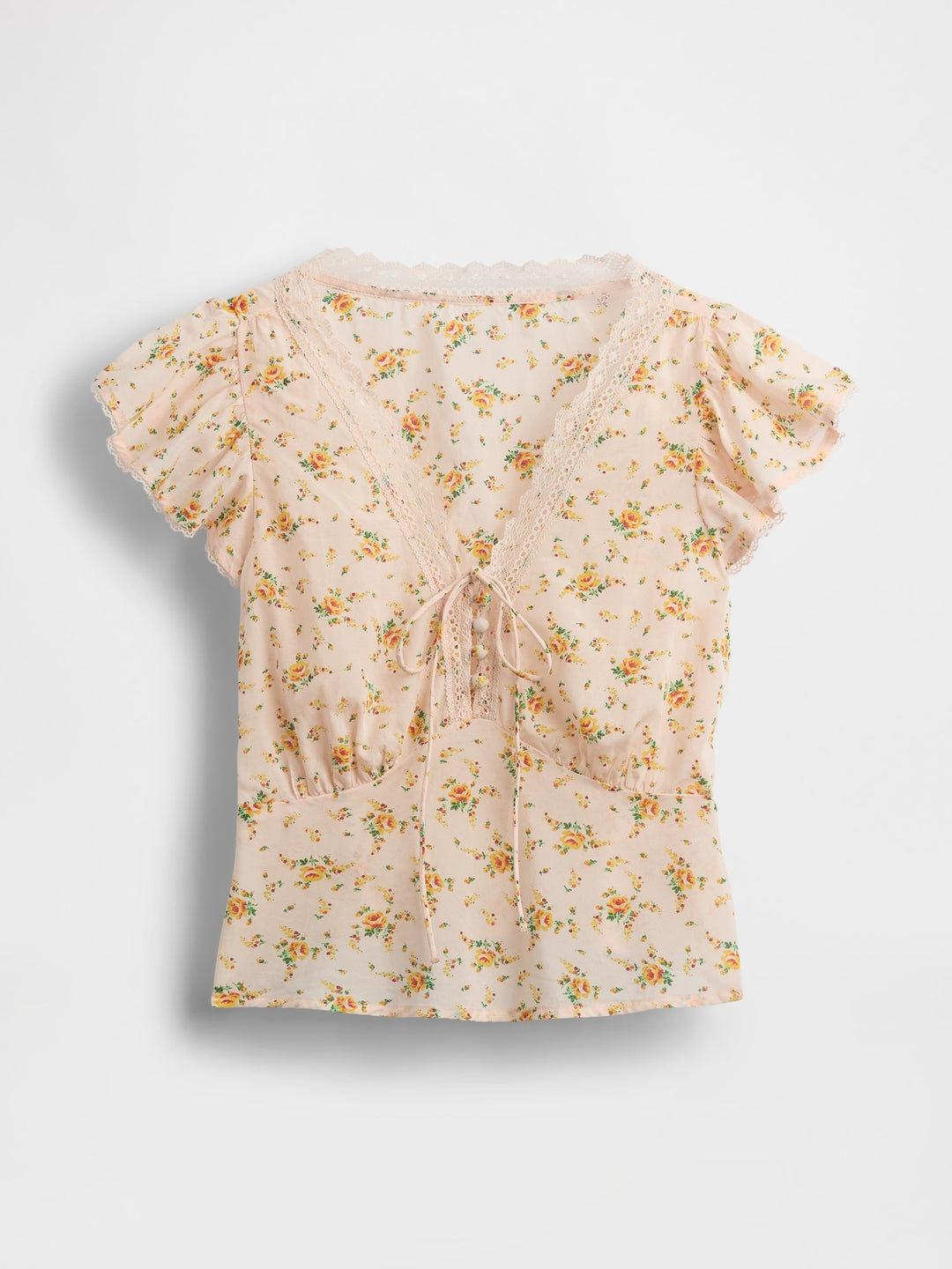 Gap Lace-Trim Floral Top